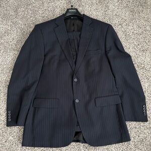 Bachrach Men's Black Pinstripe Suit